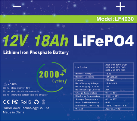 12v 18ah Lifepo4 batteria agli ioni di litio piccola corrente di scarica 9A