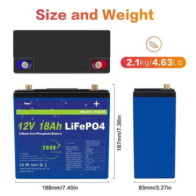 La fabbrica sostanziale del rifornimento ha personalizzato la batteria della corrente di scarica 9A Lifepo4 12v 18Ah con capacità prominente