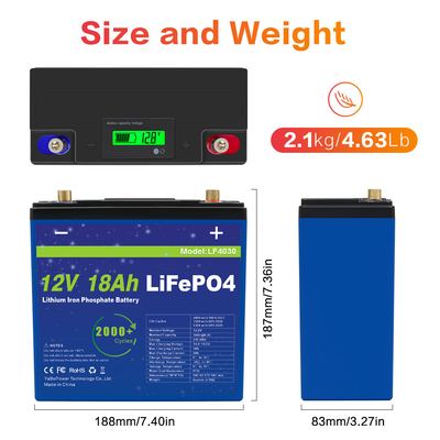 La grande capacità della batteria leggera di 12V 18Ah Lifepo4 lungamente cicla la vita 3 anni di garanzia