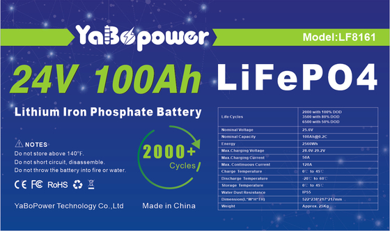 Batteria solare 100ah 150ah 24v di stoccaggio rv Lifepo4 per il veicolo di Off Road della barca