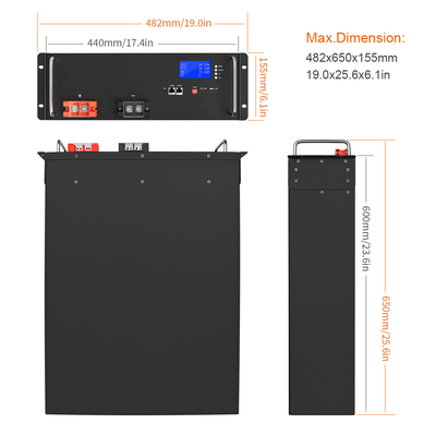 Pacco batteria 51.2V 48v 100ah Lifepo4 per inverter