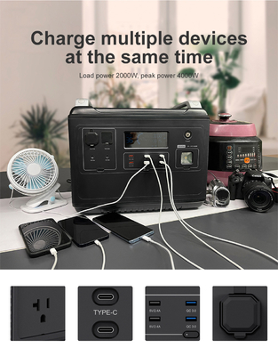 Generatore portatile solare a due vie da 2000 W a due vie da 2000 W con uscita CA rapida multifunzione da 2000 W